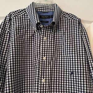 Nautica Men's Navy and White Gingham Shirt